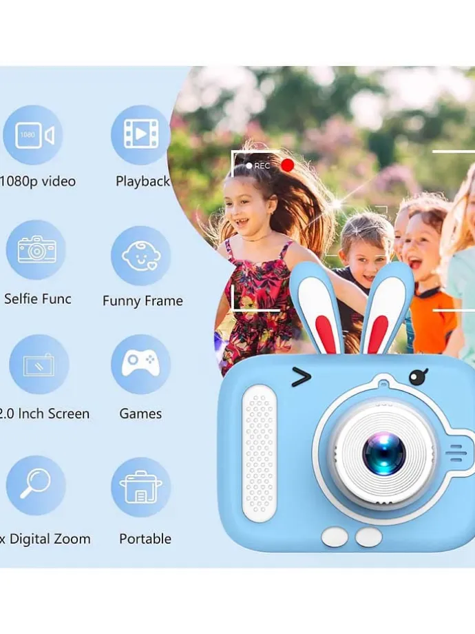 Aparat fotograficzny w kolorze błękitnym