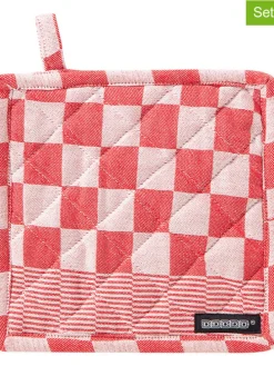 Łapki kuchenne (2 szt.) "Barbecue" w kolorze czerwonym - 21 x 21 cm