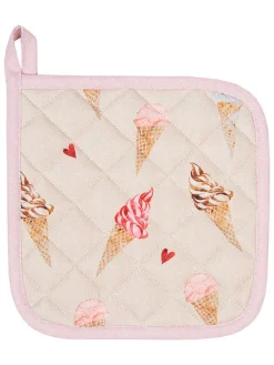 Łapki kuchenne (2 szt.) w kolorze kremowo-jasnoróżowym - 20 x 20 cm