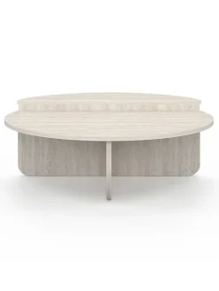 Ława w kolorze beżowym - wys. 35 x Ø 90 cm