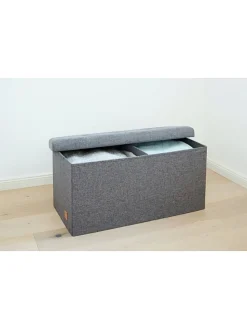 Ławka w kolorze antracytowym ze schowkiem - 76 x 38 x 38 cm