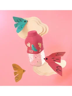 Bidon "Birds" w kolorze różowym - 330 ml