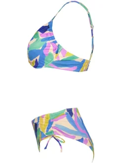 Bikini w kolorze niebiesko-turkusowo-jasnoróżowym