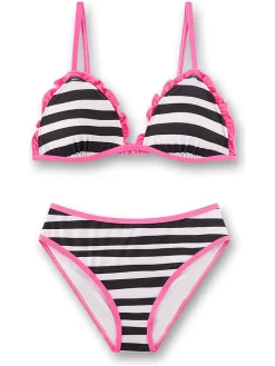 Bikini w kolorze różowo-czarno-białym