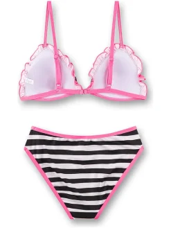 Bikini w kolorze różowo-czarno-białym