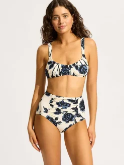 Biustonosz bikini w kolorze kremowo-niebiesko-czarnym