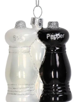 Bombka "Pepper & Salt" w kolorze biało-czarnym - wys. 7,6 cm