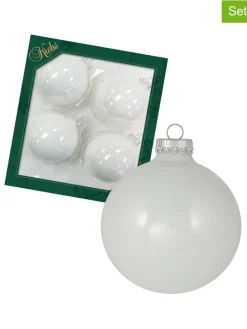 Bombki (4 szt.) w kolorze białym - Ø 8 cm