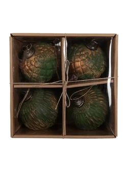 Bombki (4 szt.) w kolorze złoto-zielonym - Ø 15 cm