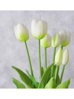 Bukiet dekoracyjny "Falona" w kolorze biało-zielonym - wys. 13 cm