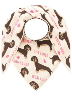Chusta trójkątna "Dog Lover" w kolorze kremowym - 200 x 130