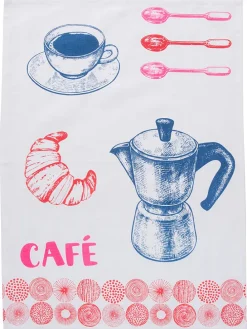 Ściereczka "Café" w kolorze czerwono-niebieskim do naczyń - 60 x 50 cm