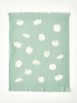 Ściereczki (2 szt.) "Daisy" w kolorze biało-zielonym do naczyń - 50 x 40 cm