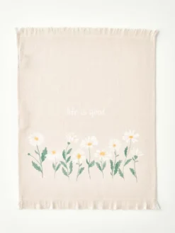 Ściereczki (2 szt.) "Daisy" w kolorze biało-zielonym do naczyń - 50 x 40 cm