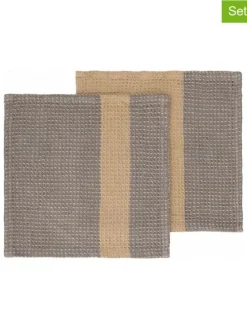 Ściereczki (2 szt.) "Gano" w kolorze beżowo-szarym do naczyń - 25 x 25 cm