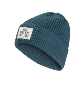 Czapka beanie "Badge" w kolorze niebieskim