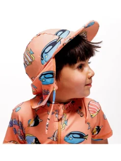 Czapka "Fish" w kolorze pomarańczowym ze wzorem z osłoną karku