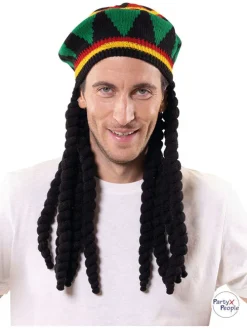 Czapka kostiumowa "Reggae" w kolorze czarnym ze wzorem