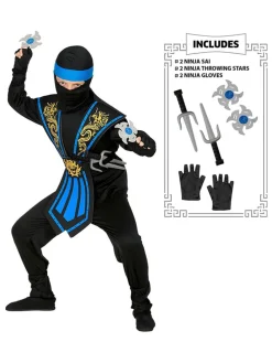 10-częściowy kostium "Kombat Ninja" w kolorze czarno-niebieskim