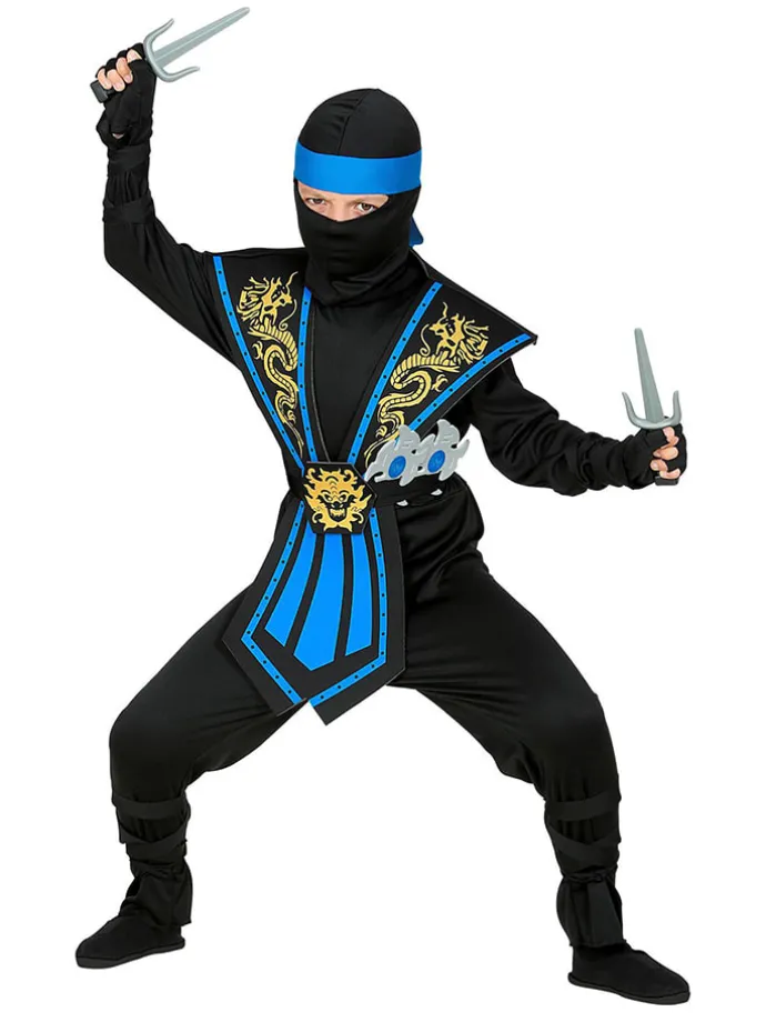 10-częściowy kostium "Kombat Ninja" w kolorze czarno-niebieskim