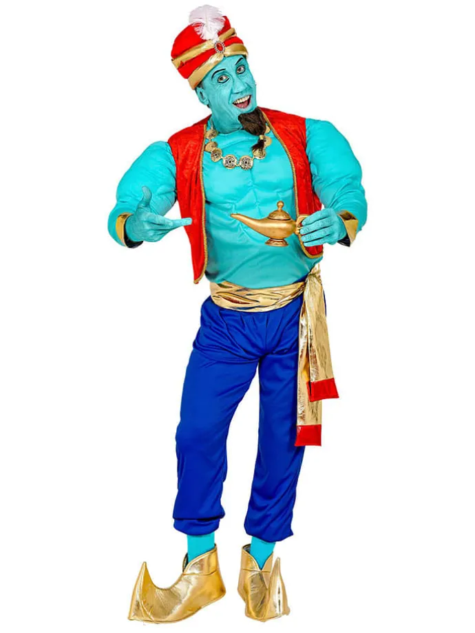 6-częściowy kostium "Magic Genie" w kolorze turkusowo-niebiesko-czerwonym