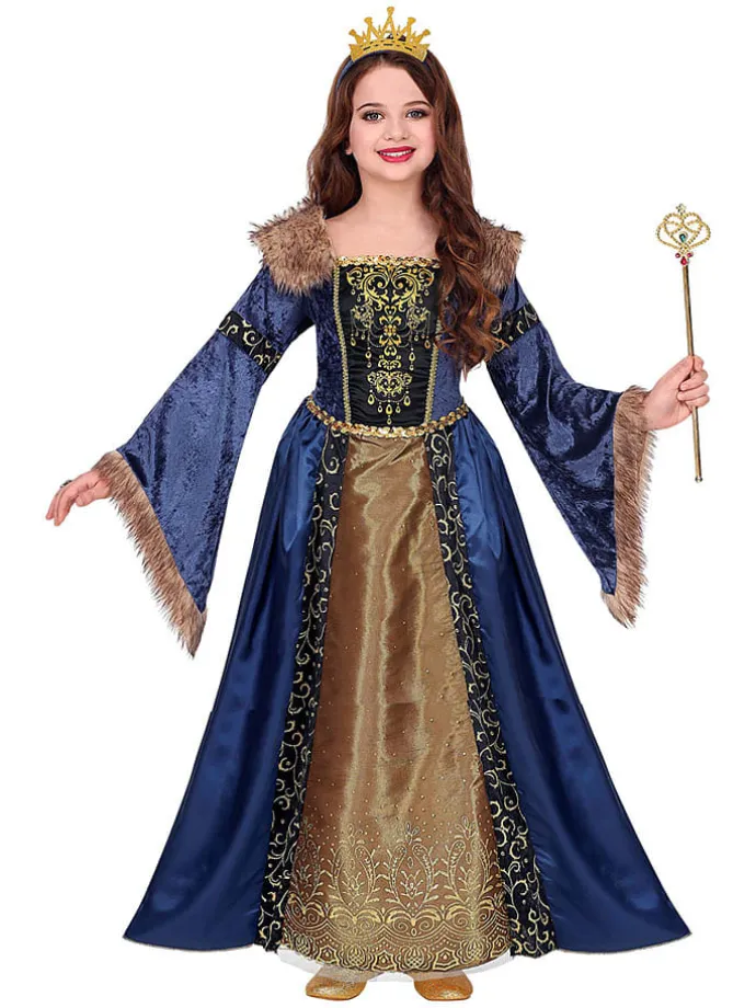 2-częściowy kostium "Medieval Queen" w kolorze złoto-granatowym