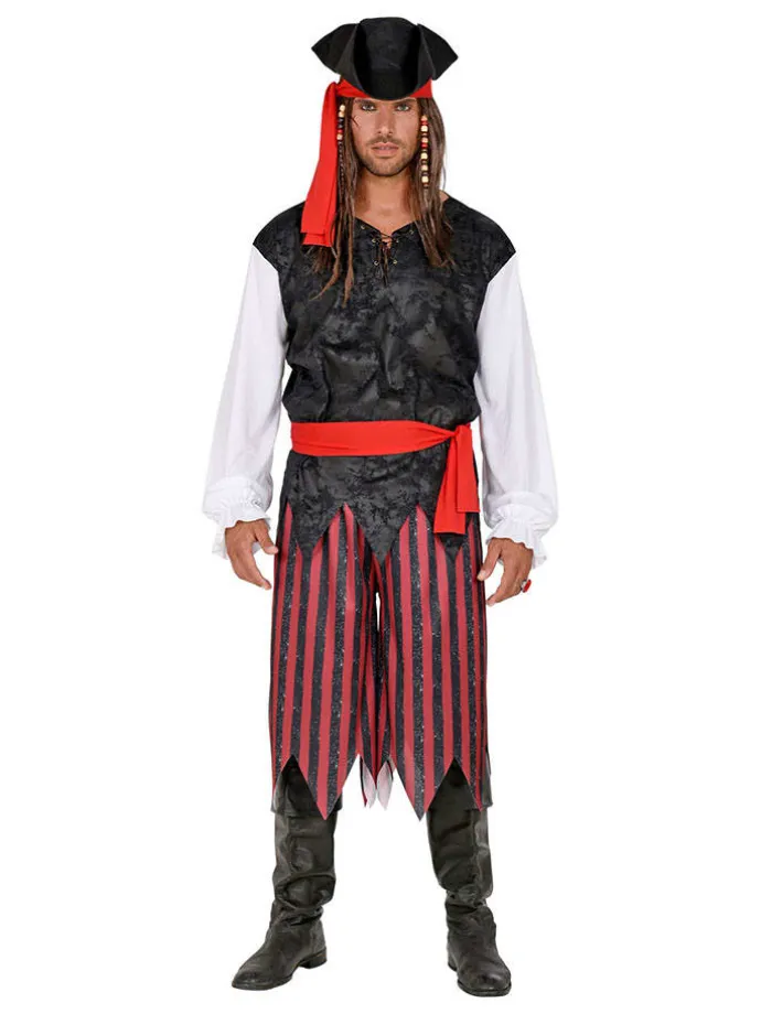5-częściowy kostium "Pirate" w kolorze biało-czarno-czerwonym