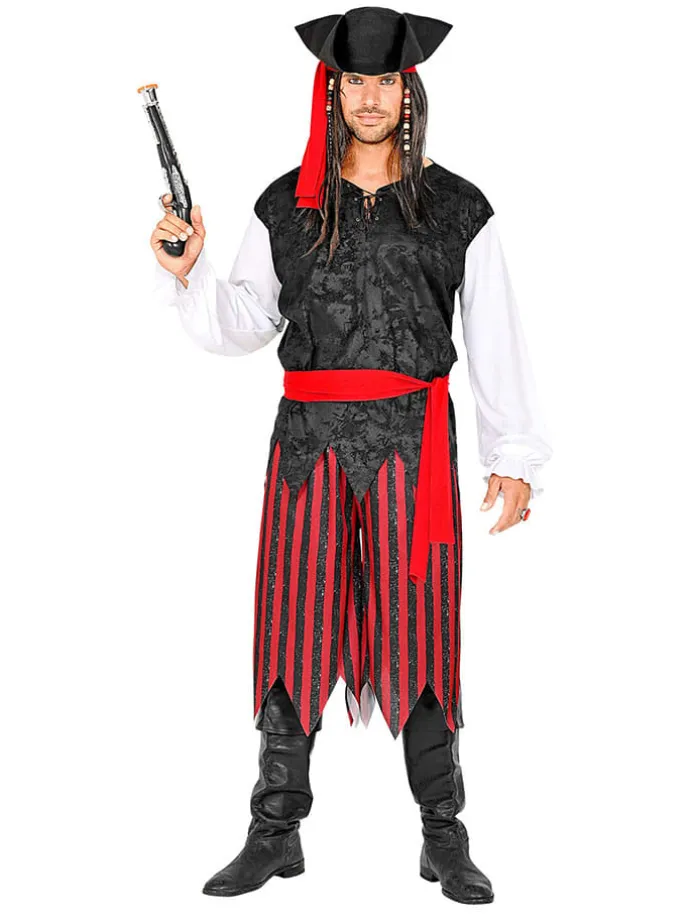 5-częściowy kostium "Pirate" w kolorze biało-czarno-czerwonym