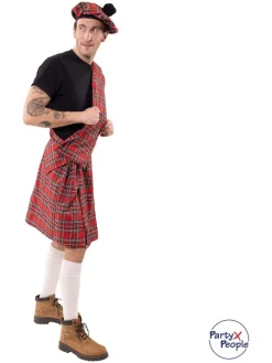 3-częściowy kostium "Scottish Archie" w kolorze czerwonym