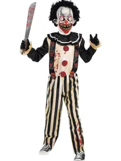 3-częściowy kostium "Slasher Clown" w kolorze czarno-czerwono-beżowym