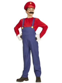 3-częściowy kostium "Super Plumber" w kolorze czerwono-niebieskim