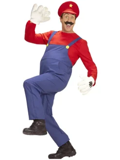 3-częściowy kostium "Super Plumber" w kolorze czerwono-niebieskim