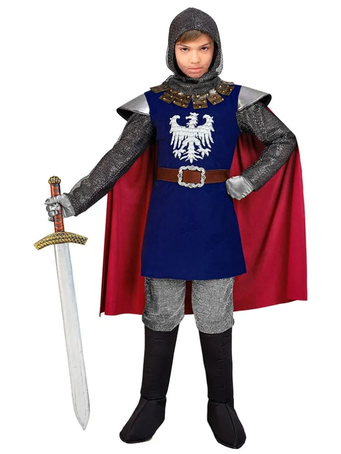 3-częściowy kostium "The Knight" w kolorze czerwono-niebieskim