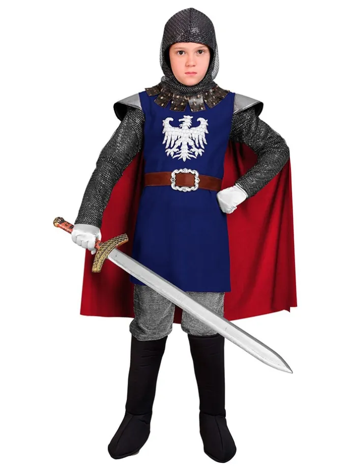 3-częściowy kostium "The Knight" w kolorze czerwono-niebieskim