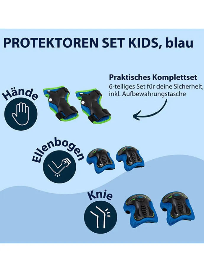 6-częściowy zestaw ochraniaczy "Kids" w kolorze czarno-niebieskim