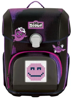 4-częściowy zestaw szkolny "Pink Pixel" w kolorze czarno-fioletowym