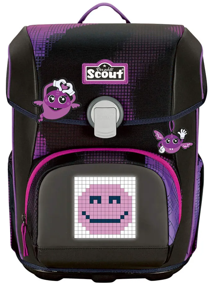 4-częściowy zestaw szkolny "Pink Pixel" w kolorze czarno-fioletowym