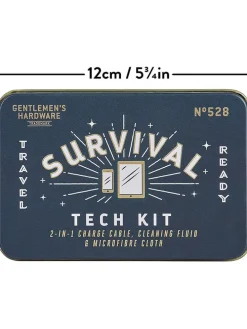 4-częściowy zestaw turystyczny "Survival Tech Kit" w kolorze niebiesko-białym