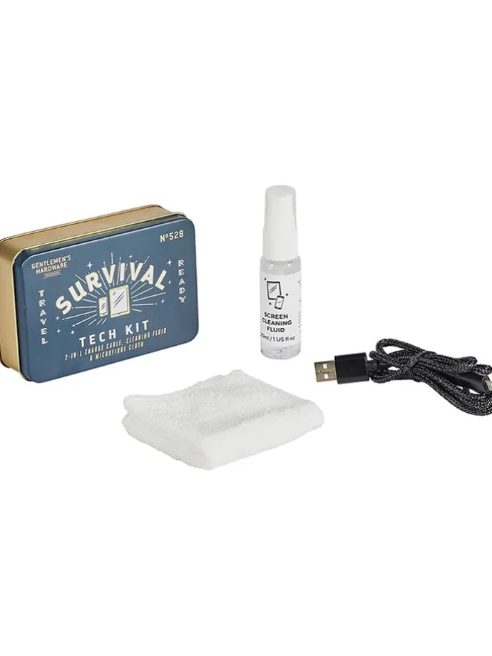 4-częściowy zestaw turystyczny "Survival Tech Kit" w kolorze niebiesko-białym