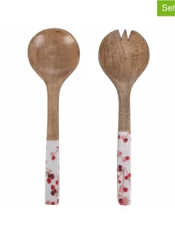 2-częściowy zestaw w kolorze brązowo-białym - dł. 33,5 cm