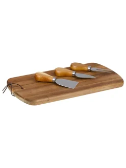 4-częściowy zestaw w kolorze brązowym do sera - 32 x 17,5 x 1,5 cm