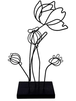 Dekoracja "Flower" w kolorze czarnym - 12 x 29 x 7 cm