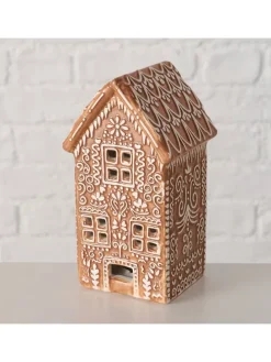Dekoracja LED "Gingerbread" w kolorze jasnobrązowym - 7,5 x 14 x 7 cm
