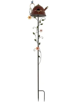 Dekoracja ogrodowa "Birdhouse" w kolorze brązowym na trzonku - 27 x 147 x 24 cm