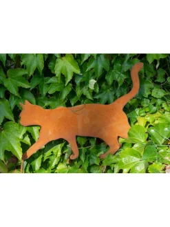 Dekoracja ogrodowa "Cat" w kolorze ceglanym - 30 x 39 cm