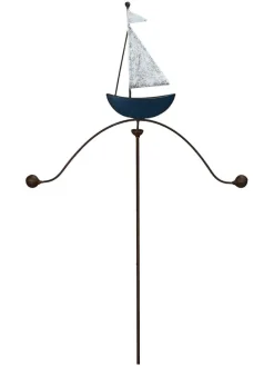 Dekoracja wietrzna "Ship" w kolorze niebiesko-białym - 25 x 76 x 3 cm