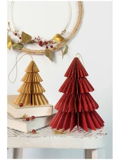 Dekoracje (2 szt.) "Berry Xmas Trees" w kolorze beżowo-czerwonym