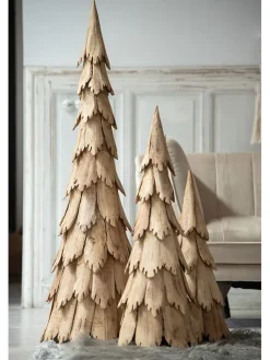 Dekoracje (2 szt.) "Christmas tree" w kolorze beżowym - wys. 58 x Ø 23 cm