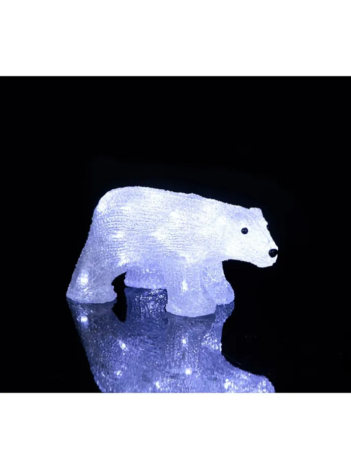 Dekoracyjna figurka LED "Crystal Bear" w kolorze białym - 30 x 16 cm