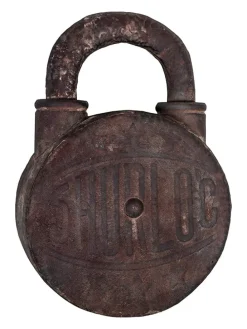 Dekoracyjna kłódka w kolorze brązowym - 31 x 41 x 11 cm